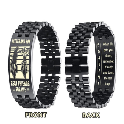 Biker double side bracelet dad to son, When life gets you down, remember. It’s only one down, the rest is up.