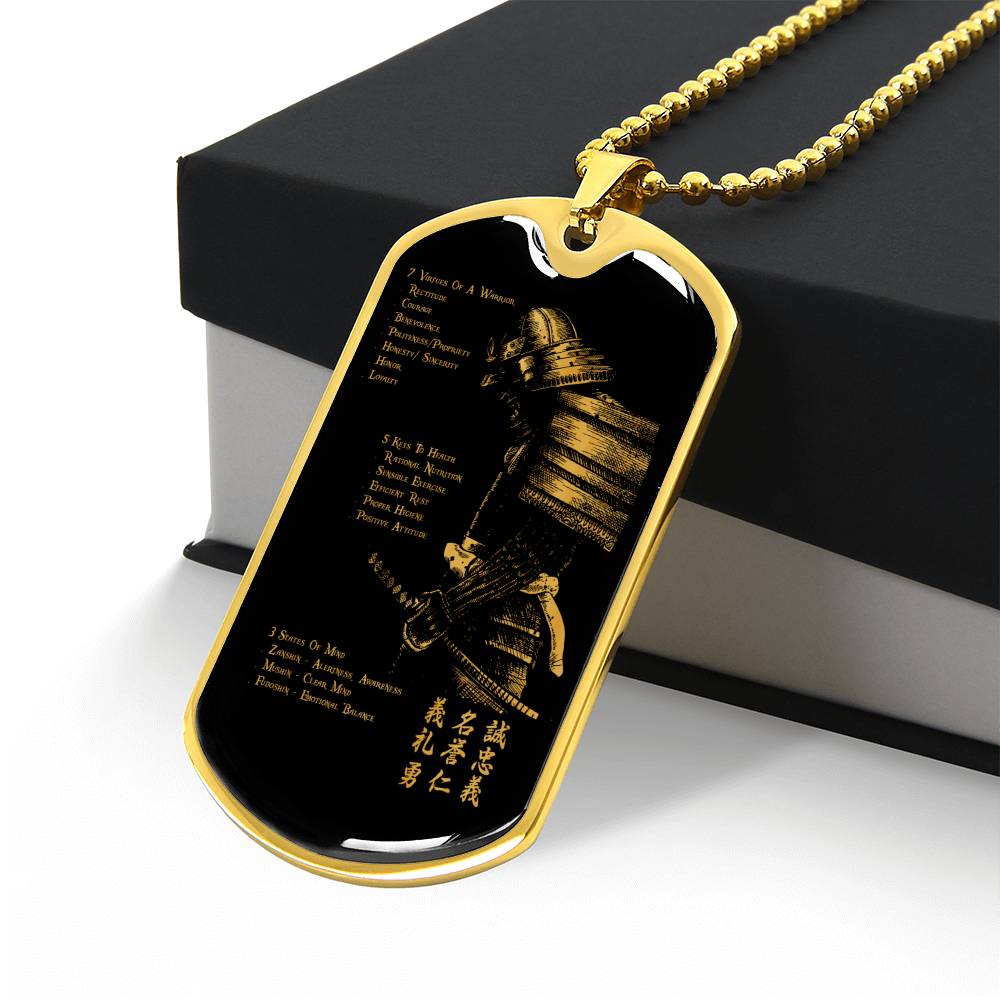 Military Chain Samurai dog tag gift from brother son in the darkest hour, When the demons come call on me son and we will fight them together