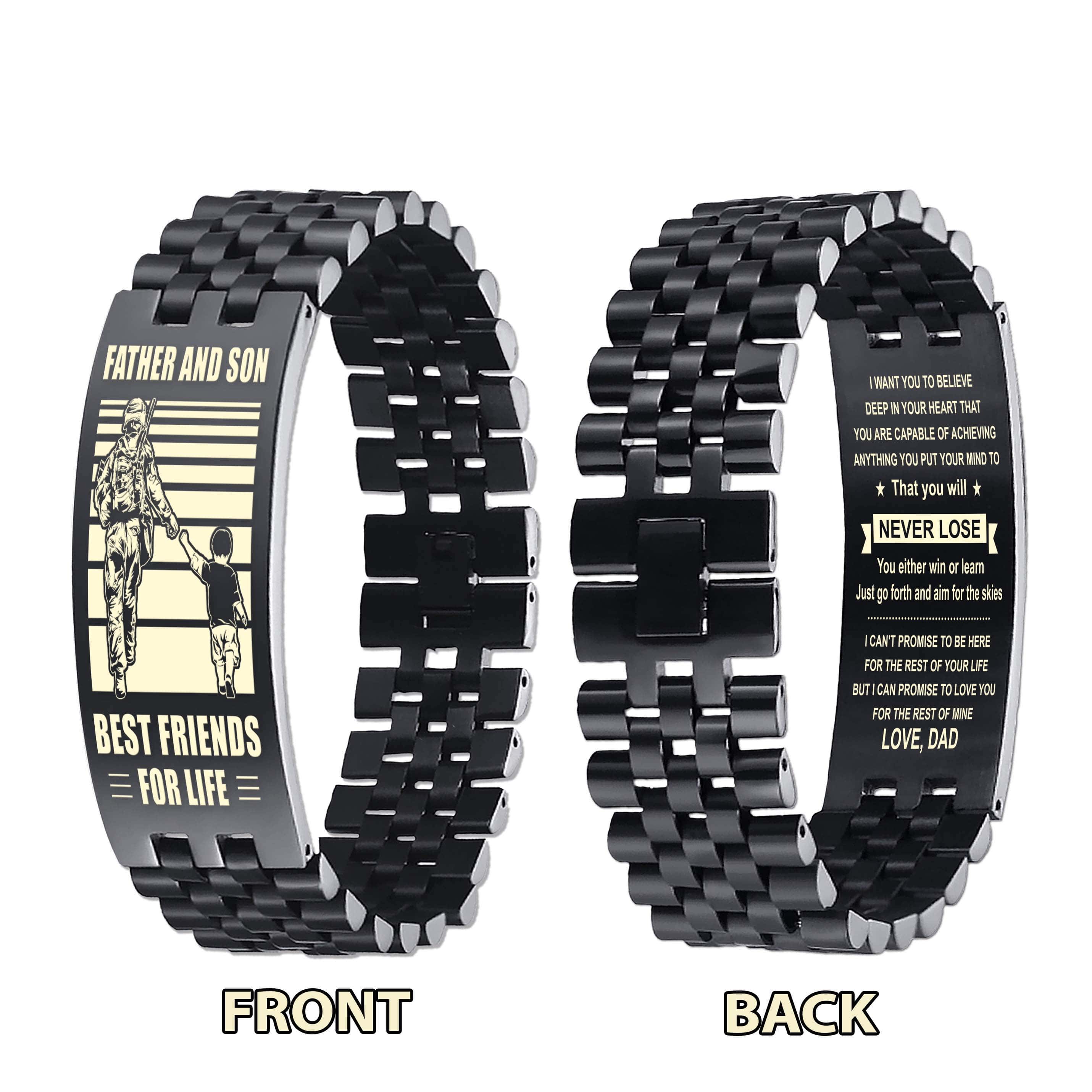 STO Personalized Double Sided Bracelet Father And Son Best Friends For Life - Message on the back side-