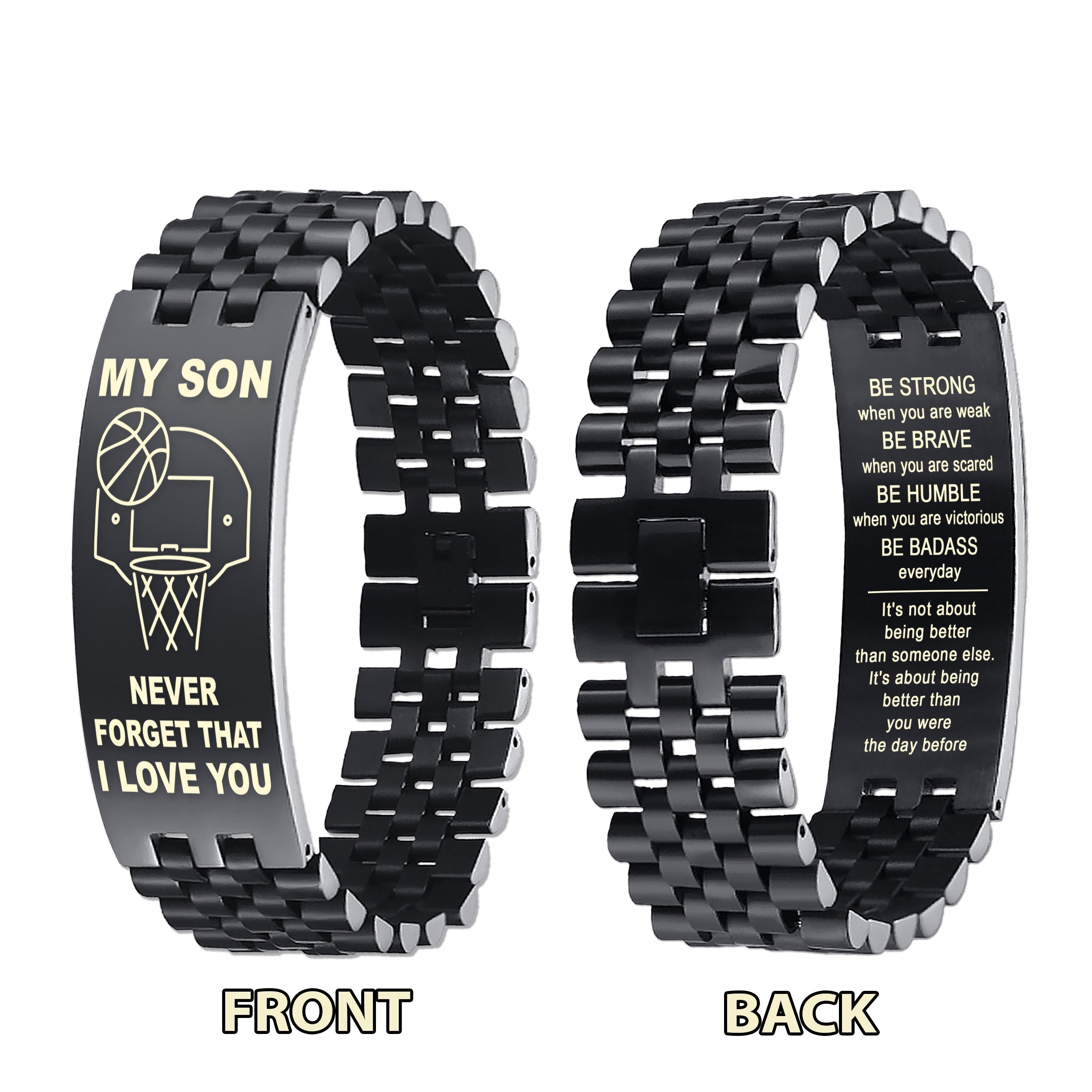 DS1-Customizable basketball bracelet, gifts from dad mom to son- I hope you believe in yourself
