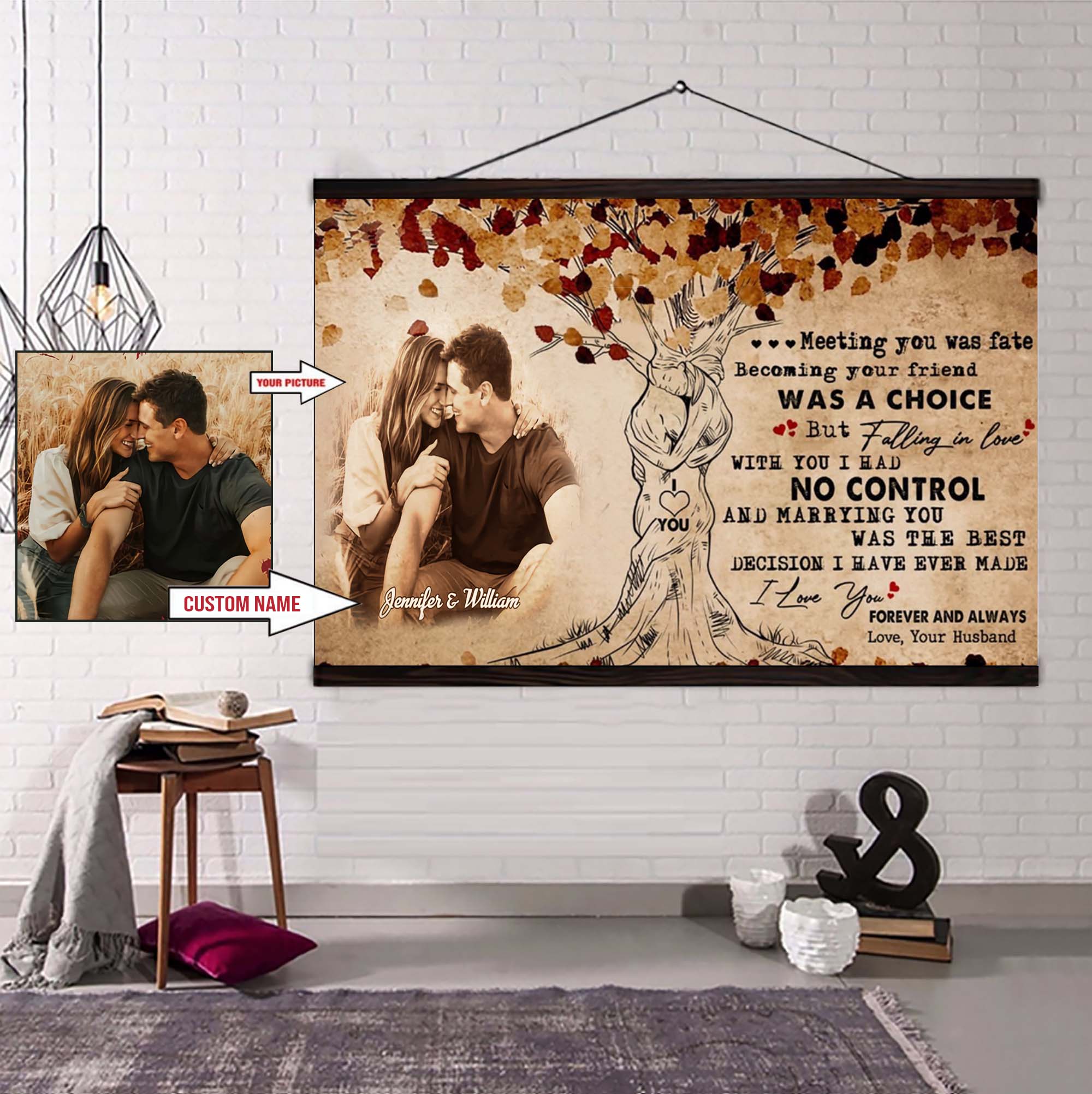 Valentines gifts-Poster canvas-Custom Image- Husband to Wife- Meeting you was fate