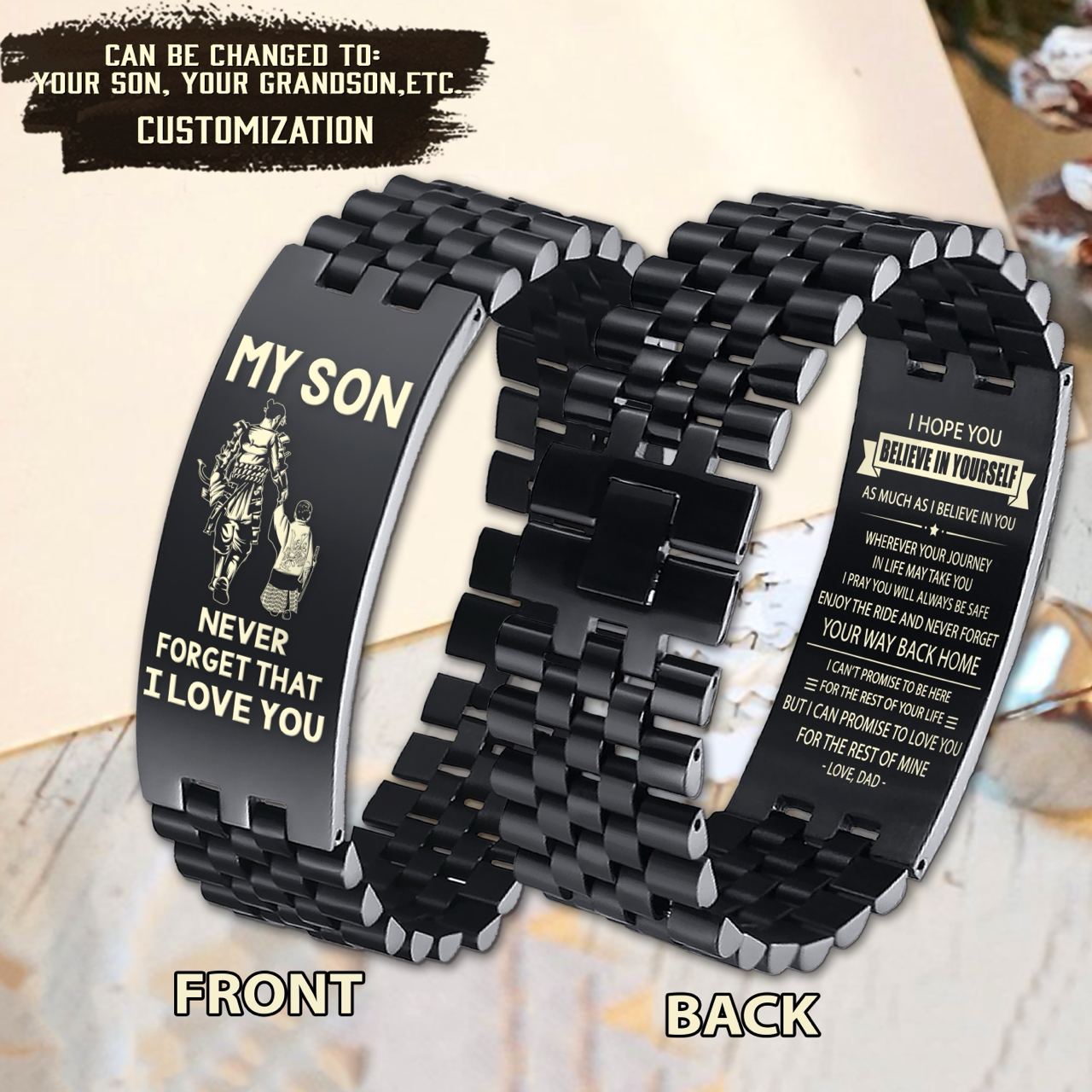 Samurai engraved bracelet, gifts from dad mom to son, I am the storm