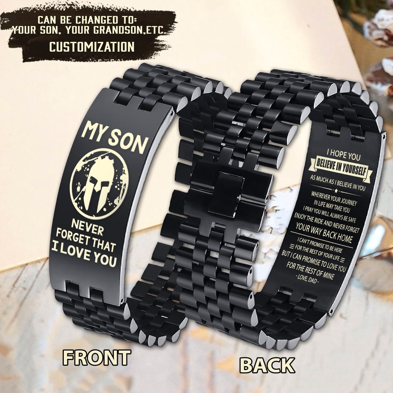 Engraved bracelet hot sale for son