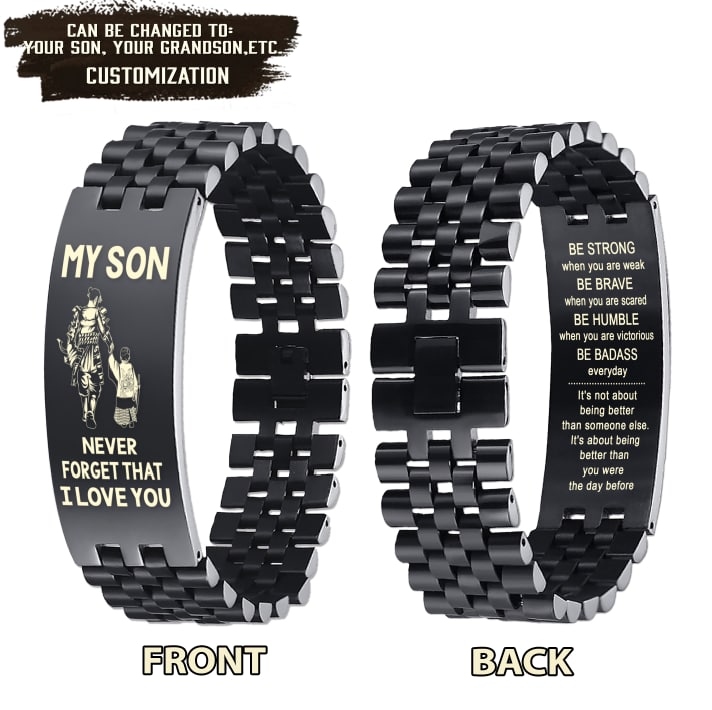 Samurai customizable engraved bracelet, gifts from dad mom to son- Be strong be brave be humble, It is not about better than someone else, It is about being better than you were the day before