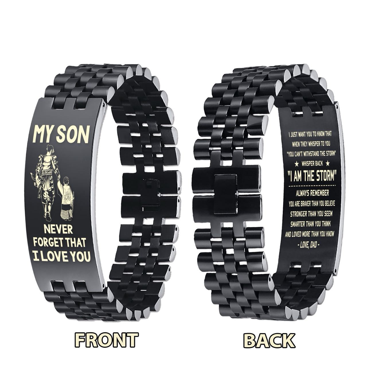 Samurai engraved bracelet, gifts from dad mom to son, I am the storm