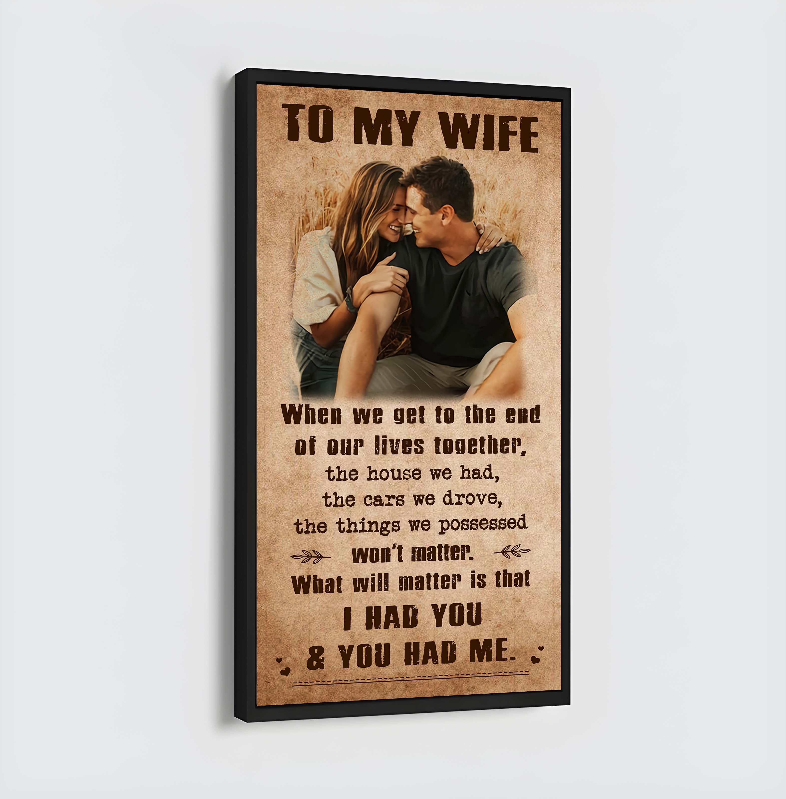 Valentine gifts-Custom image canvas-Husband to Wife- I wish I could turn back the clock