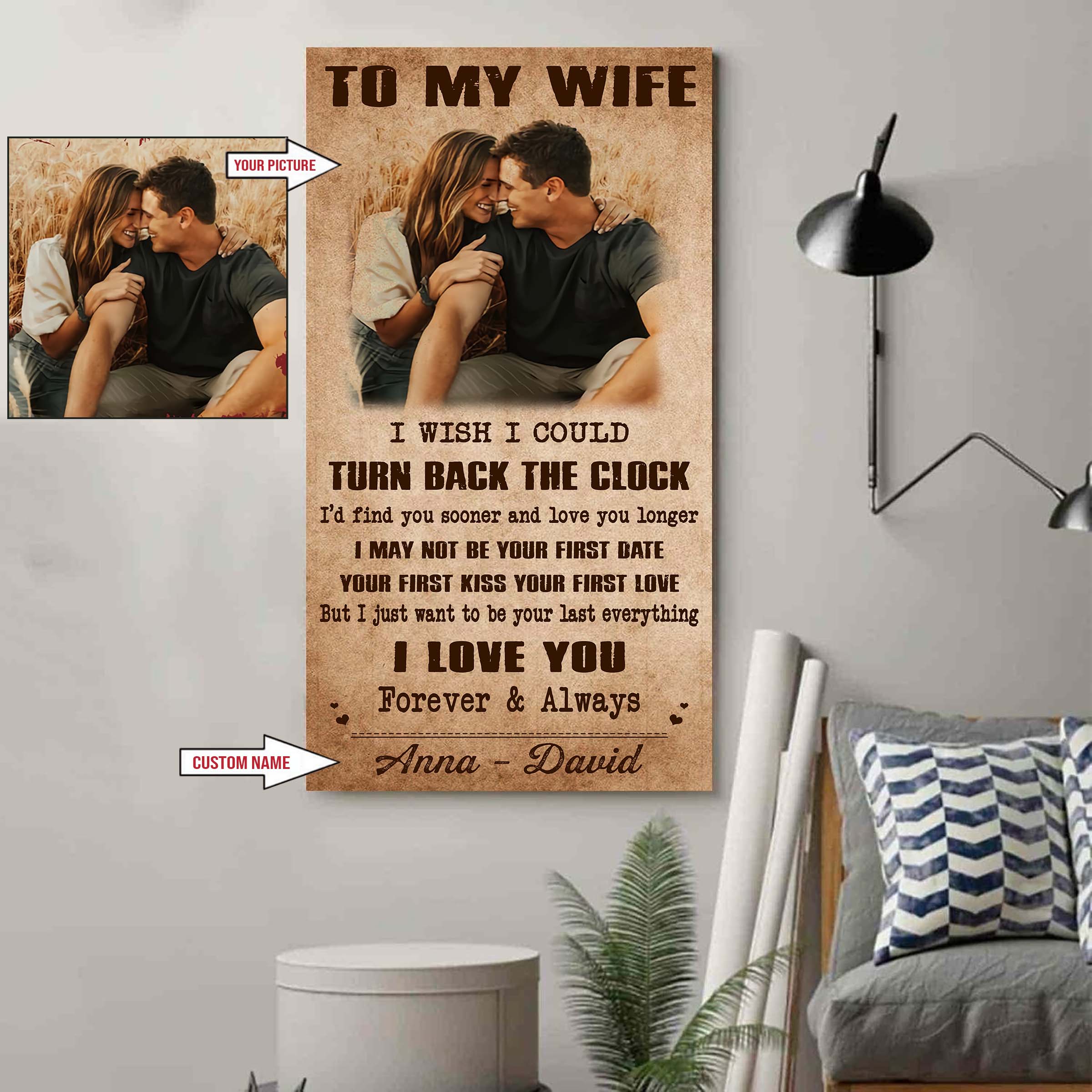 Valentine gifts-Custom image canvas-Husband to Wife- When I say i love you more