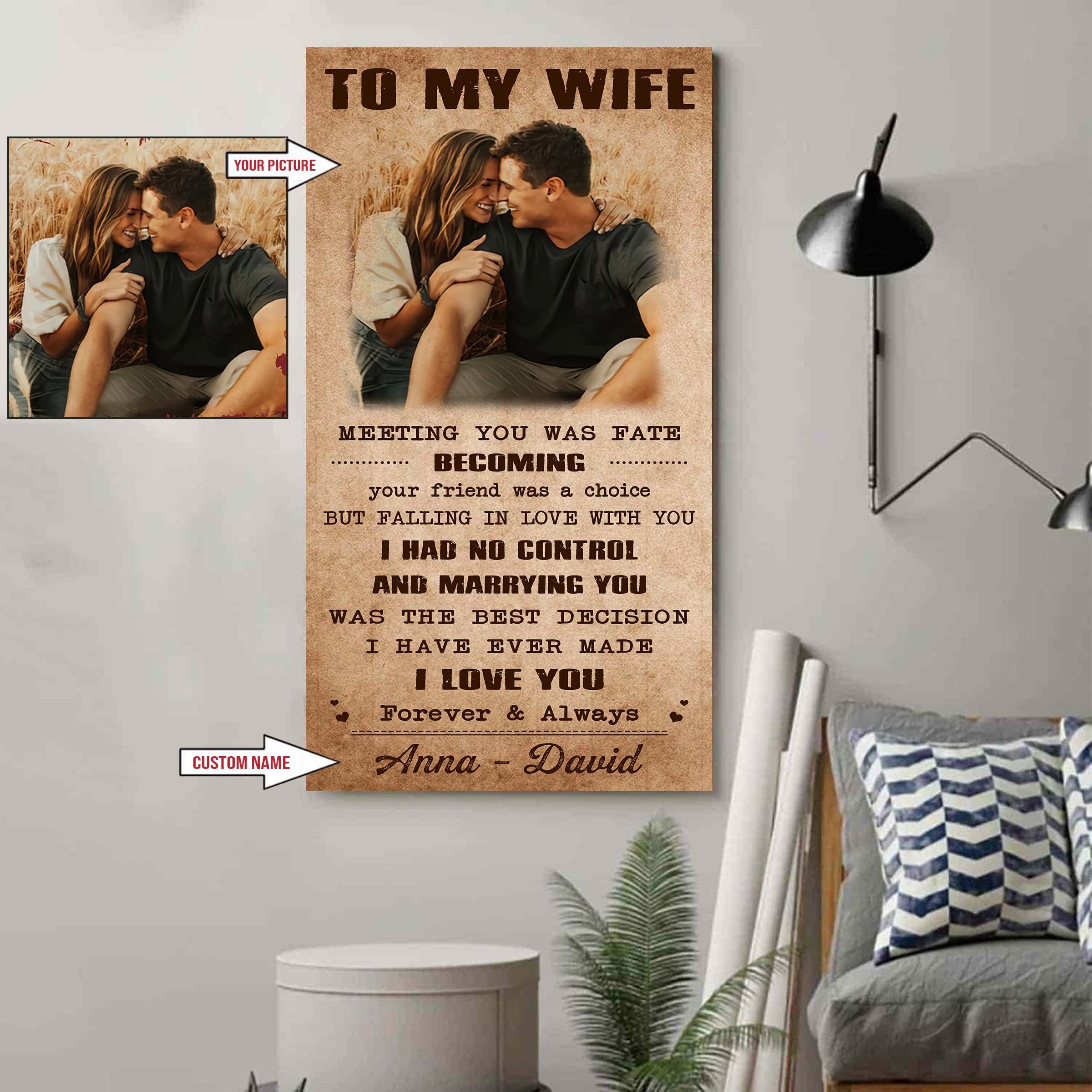 Valentine gifts-Custom image canvas-Husband to Wife- When I say i love you more