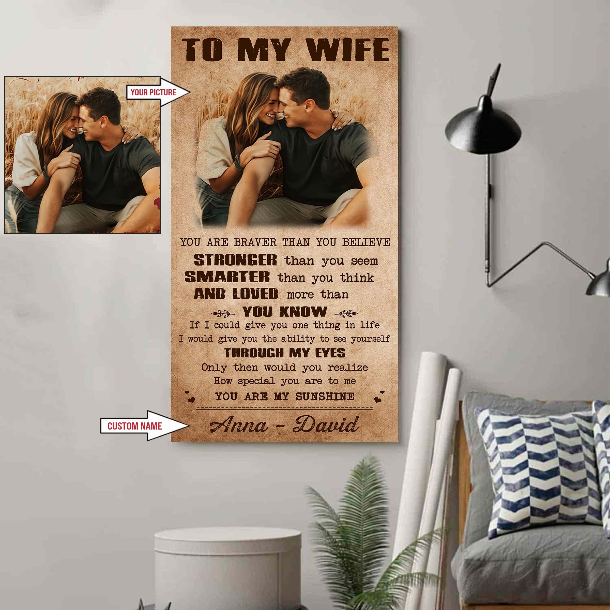 Valentine gifts-Custom image canvas-Husband to Wife- If I could give you one thing in life