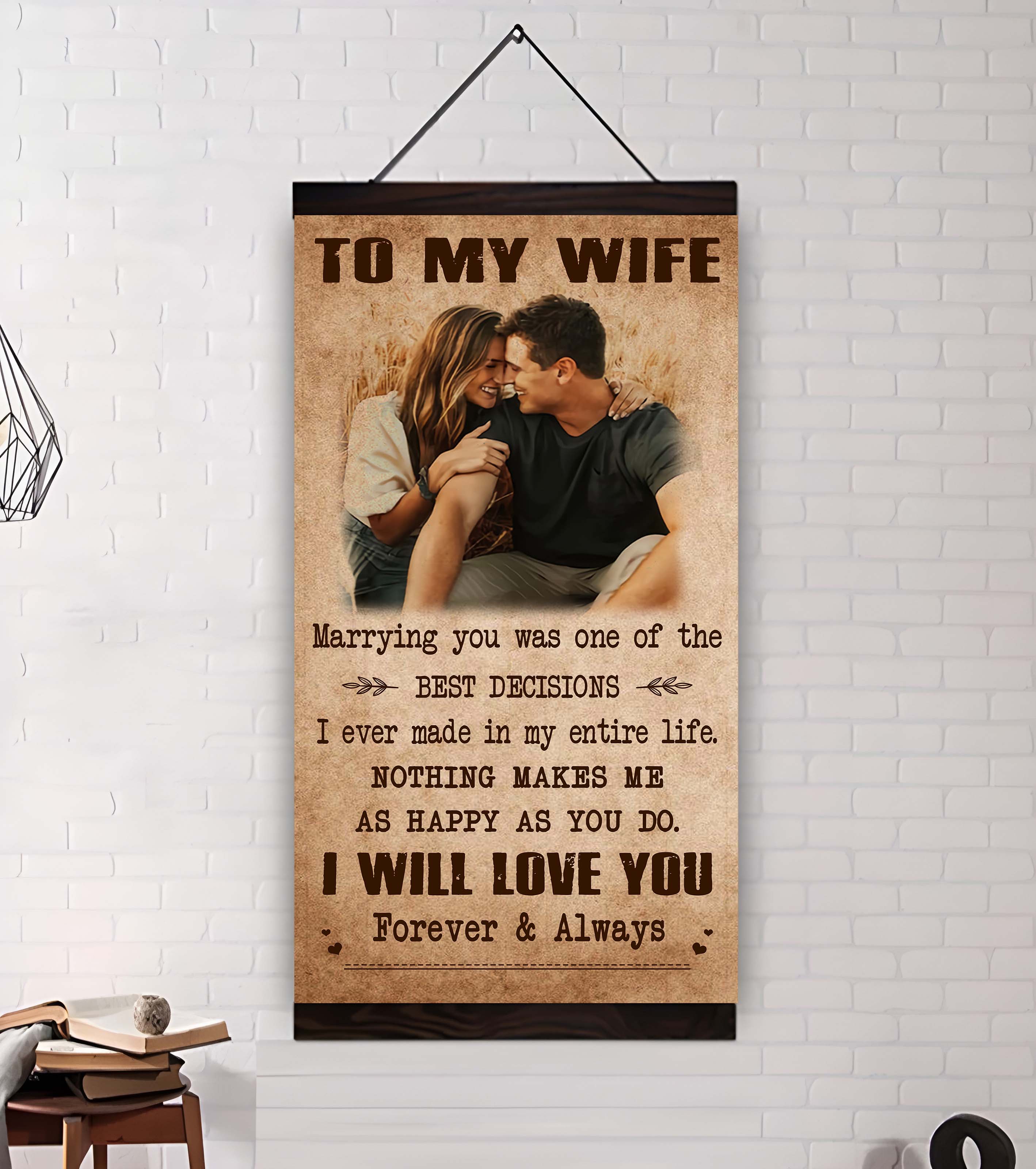 Valentine gifts-Custom image canvas-Husband to Wife- You are braver than you believe