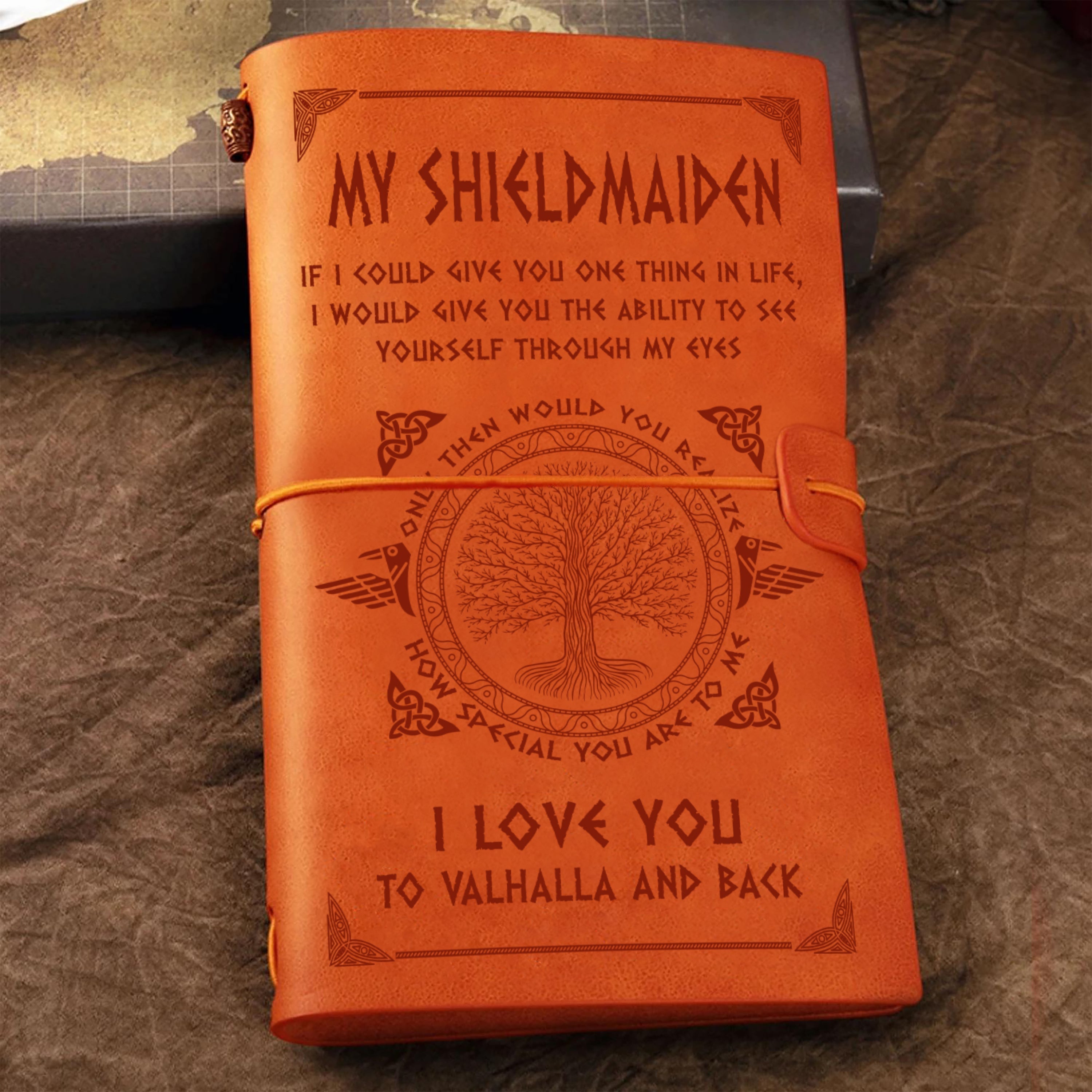 Vikings leather journal notebook from husband to wife, If i could give you one thing in life