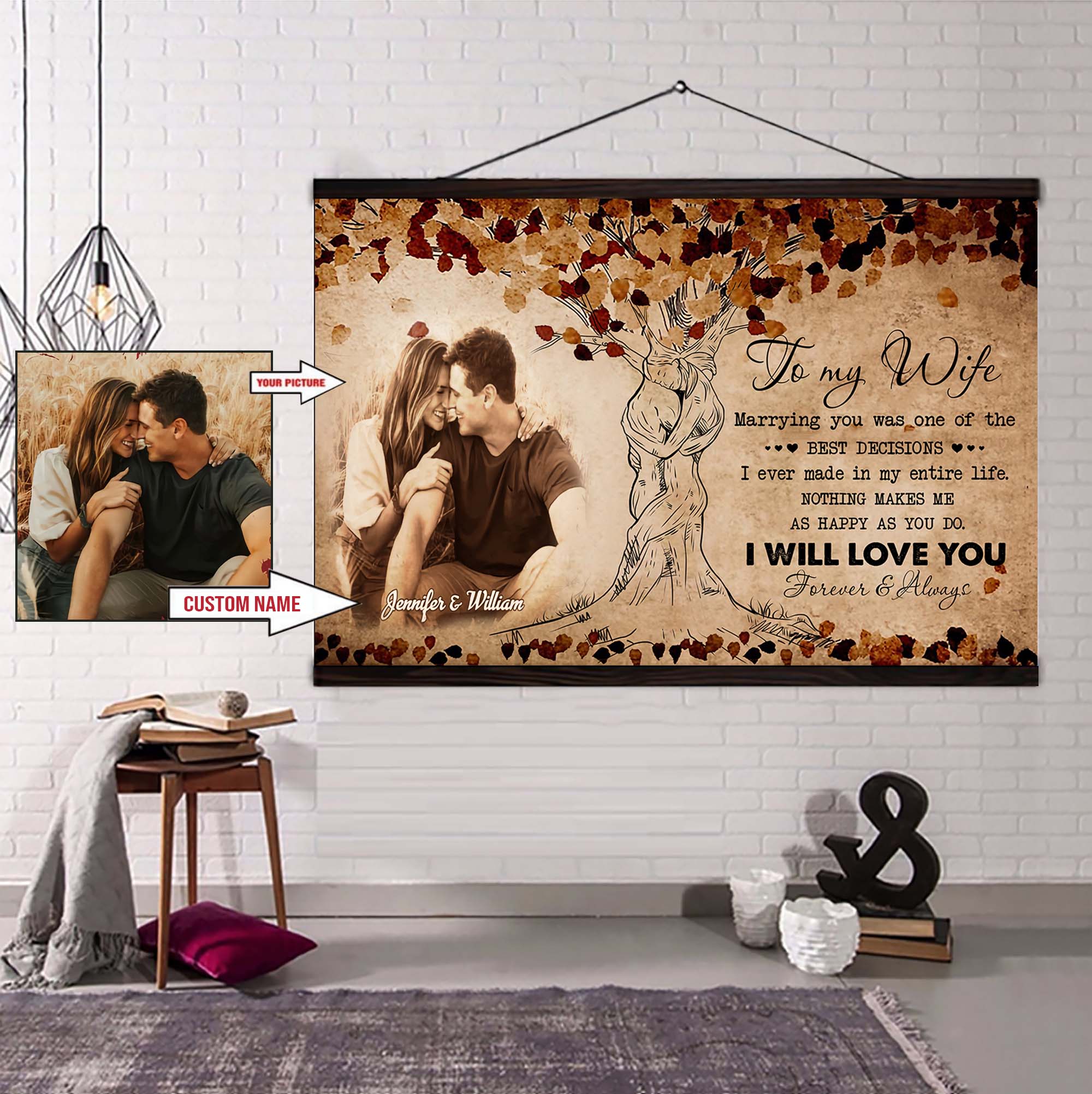Valentines gifts-Poster canvas-Custom Image- Husband to Wife- You are braver than you believe
