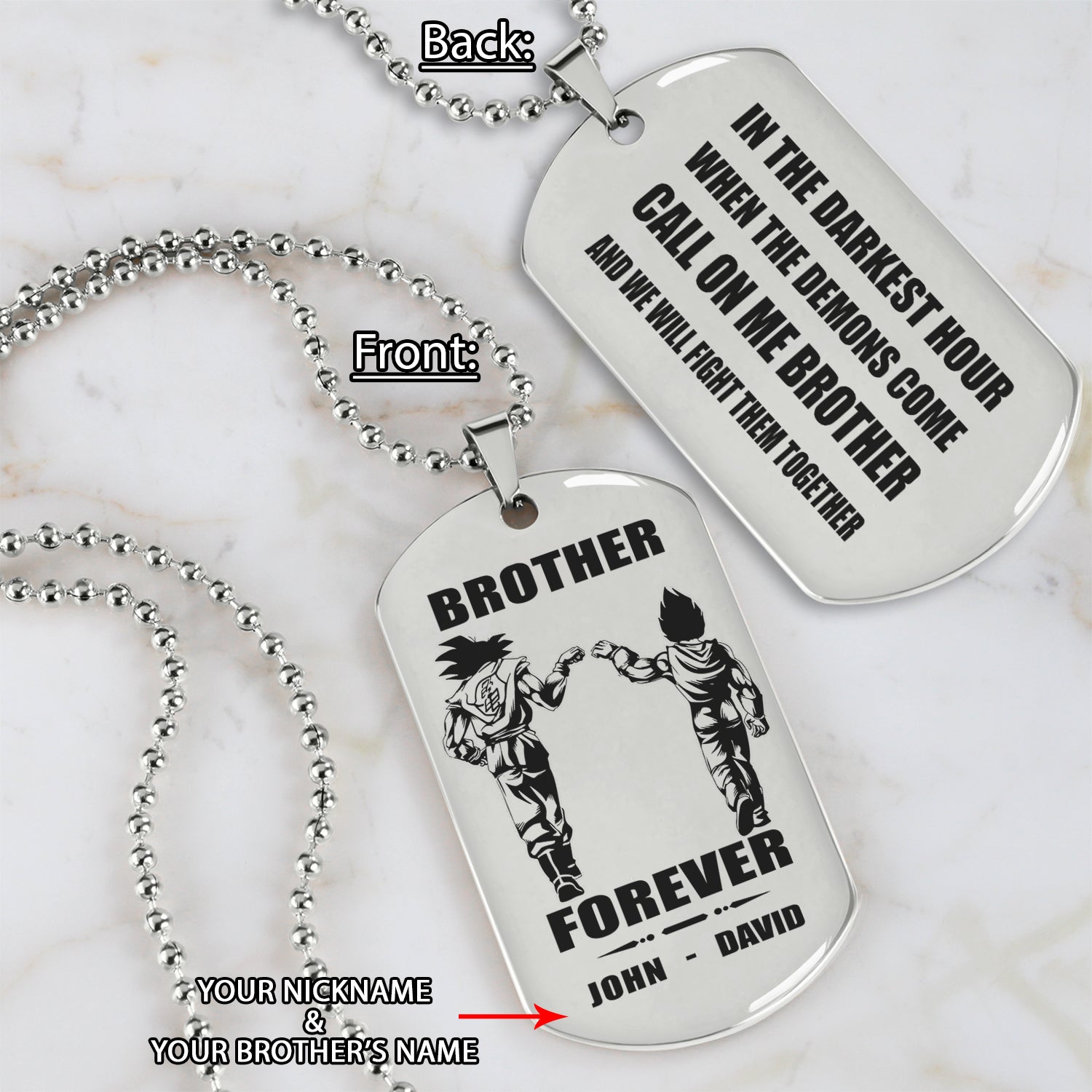 Soldier Call on me brother engraved dog tag double sided , Gift for brothers Brother Forever