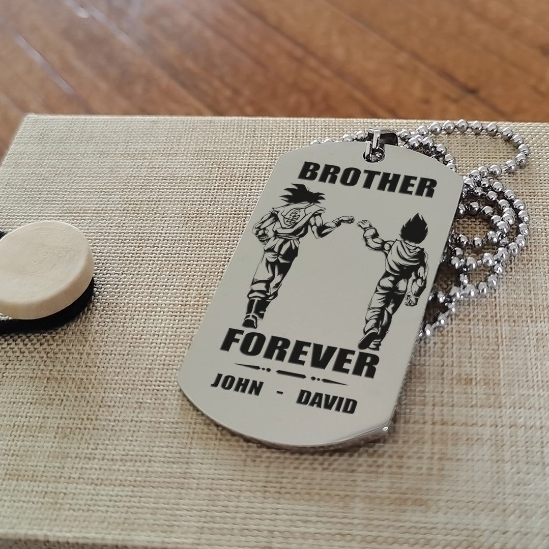Customizable engraved silver dog tag double sided gift from brother, In the darkest hour, When the demons come call on me brother and we will fight them together, brother forever
