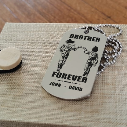 Customizable engraved silver dog tag double sided gift from brother, In the darkest hour, When the demons come call on me brother and we will fight them together, brother forever