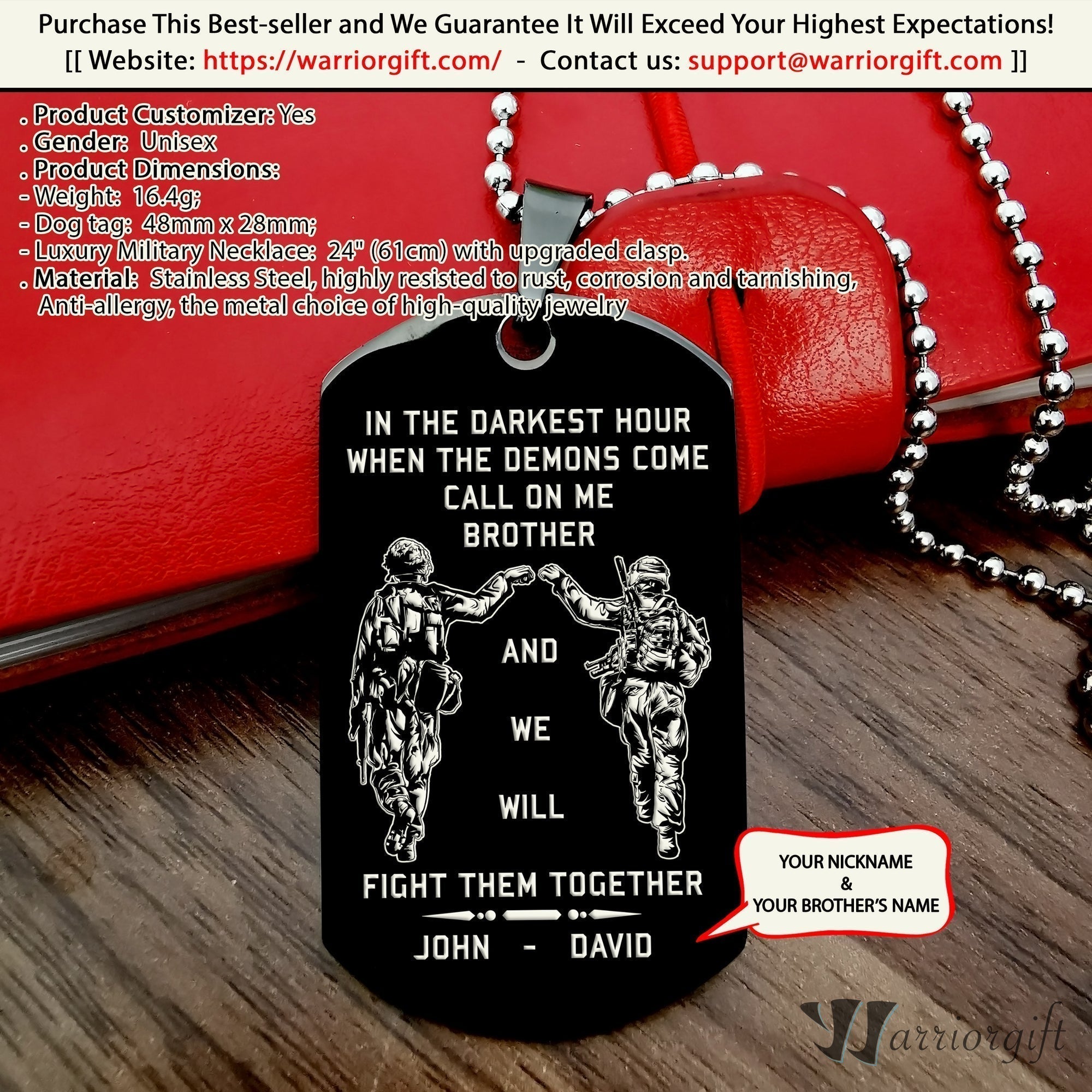 Soldier dog tag black call on me brother, Father's day and 4th of July day gifts