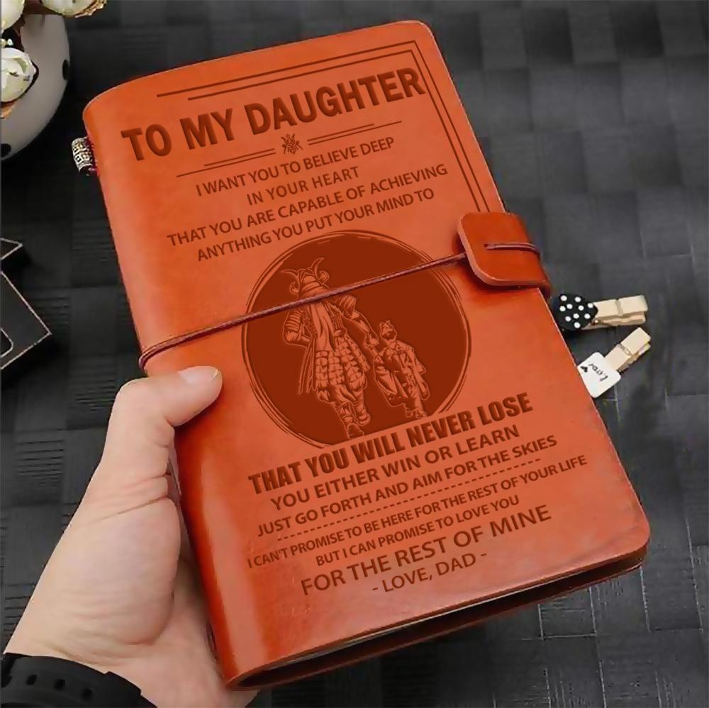 Samurai customizable leather journal notebook engraved, gifts from dad mom to daughter- your way back home