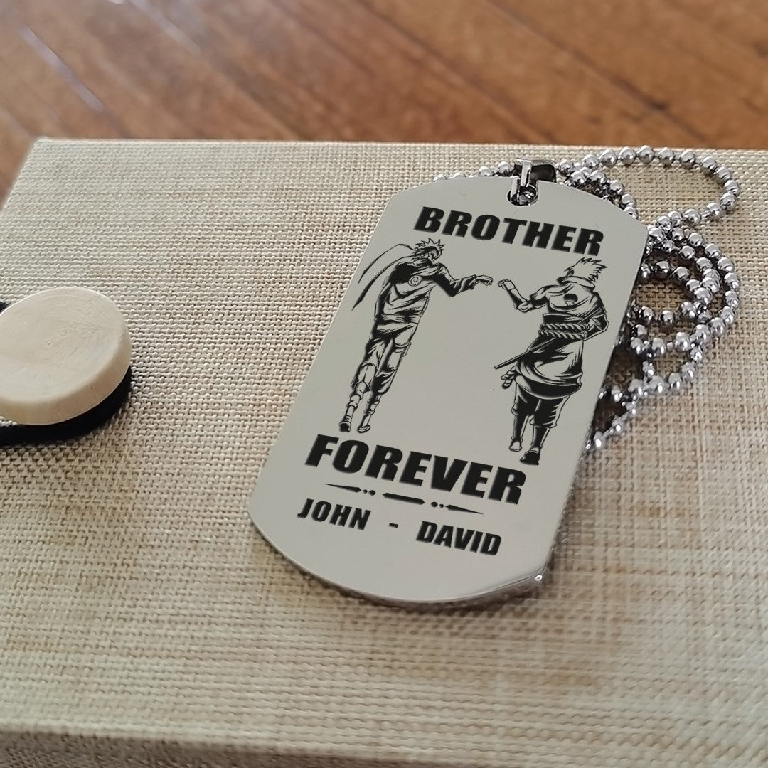 Customizable engraved silver dog tag double sided gift from brother, In the darkest hour, When the demons come call on me brother and we will fight them together, brother forever