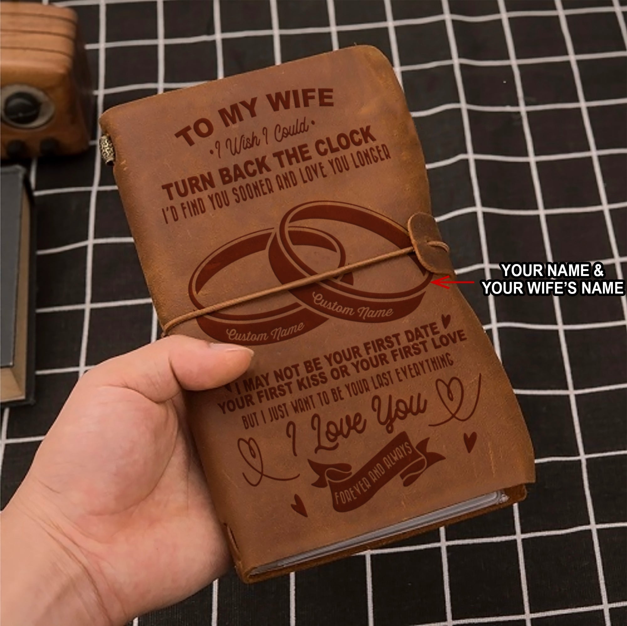 Valentines gifts-Vintage Journal Husband to wife I wish i could turn back the clock