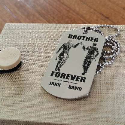 Customizable engraved silver dog tag double sided gift from brother, In the darkest hour, When the demons come call on me brother and we will fight them together, brother forever
